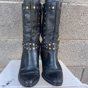 Harley-Davidson Black Studded Heeled Boots Size 10